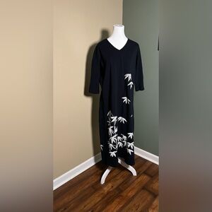 M Mac Womens Maxi Size Médium Black White Palms Tropical Lagonlook Artsy Dress